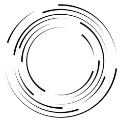 Grunge halftone dots in Circle Form . Spiral Vector Illustration .Textured round Logo . Design element . Abstract Geometric circular shapes .Rotating grunge radial line. Concentric circles
