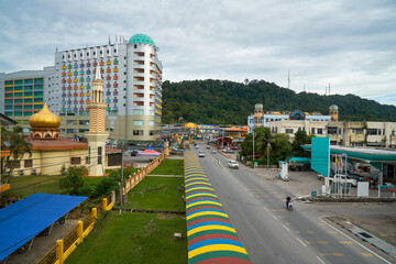  The city center with its business and office buildings at Limbang Sarawak.,