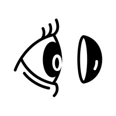 Vector solid black icon for Contact lens