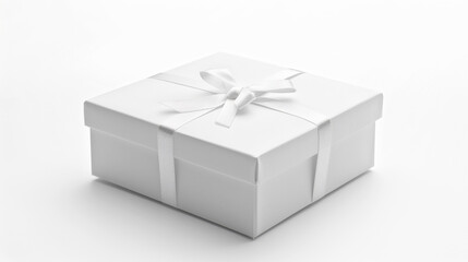 White gift box on white background created with Generative Ai technology