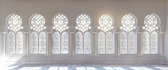 interior of a mosque in white , window arabic decoration