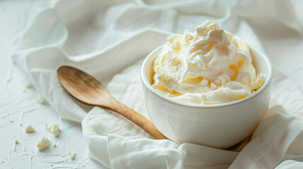vanilla ice cream on white background created with Generative Ai technology
