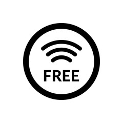 Wi-fi black round icons. Free wireless zone outline circle symbol. Public wifi area solid sign.