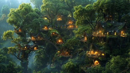 Create a children s storybook that uses aerial views of a magical forest as settings for its tales inspiring imagination and environmental awareness