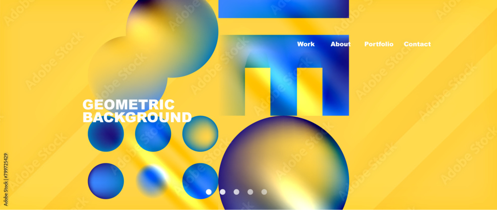 Poster a vibrant geometric background featuring electric blue and azure circles on a yellow backdrop. the c
