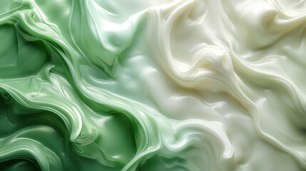 Obraz premium 緑と白のアクリル絵の具