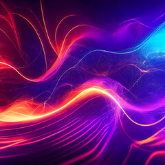 Mesmerizing Waves of Neon Light: An Abstract Artwork with a Glowing Space Background, Intricate Design & Stunning GEnerative with AI