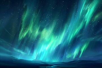 A stunning panorama capturing the vastness of the Northern Lights dance. Concept Northern Lights Photography, Panoramic Landscape, Night Sky Exploration