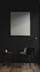 Sleek Simplicity: Minimalistic Frame in Dark Interior