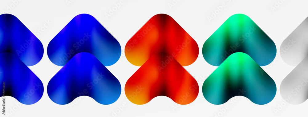 Poster a row of hearts in different colors on a white background High quality