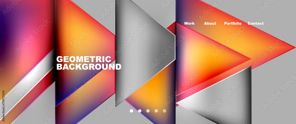 Leinwandbilder a vibrant geometric background featuring colorful triangles in shades of amber and orange on a gray 