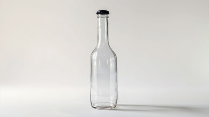 Empty glass bottle on white background created with Generative Ai technology