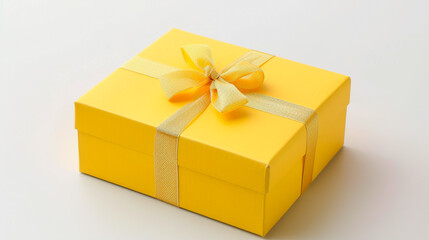 Yellow gift box on white background created with Generative Ai technology