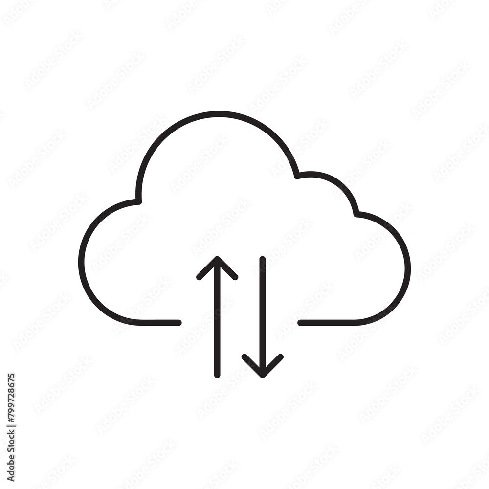 Poster cloud exchange icon. vector flat liner illustration for web and app..eps