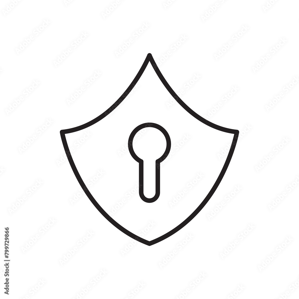 Aufkleber shield and keyhole icon. vector flat liner shield and keyhole illustration on white background..eps