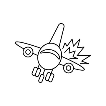 airplane crash icon. vector simpl liner fly, crash, insurance icon.vector illustration for web and app..eps