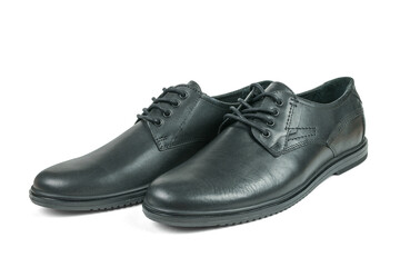 Men's shoes made of genuine leather insulated on a white background.