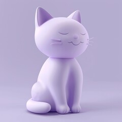 Fototapeta premium 3D cat icon with a playful pose in pastel violet, AI Generative