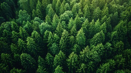 Aerial perspective of Finnish forest, summer greens in full bloom, tranquil beauty, AI Generative