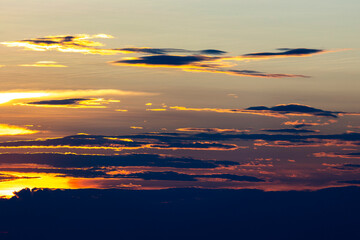 colorful dramatic sky with cloud at sunset