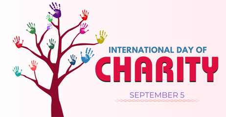 International Day of Charity, September 5. Campaign or celebration banner design