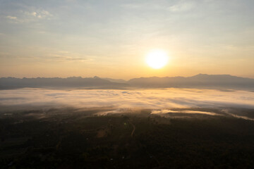 colorful dramatic sky with cloud at sunset