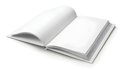 Opened book with blank pages on a white background, Mockup of opened blank square ctalogue at white design paper background  ai generated 