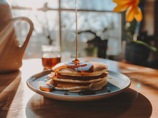 image of pancake with maple syrup - ai