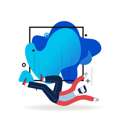 Scared man falling down. Cartoon male character flying on ground flat vector illustration. Accident, failure, hurt concept for banner, website design or landing web page