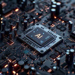 An AI processor sits at the core of a network of blue circuits, highlighting the sophistication of modern computing technologies