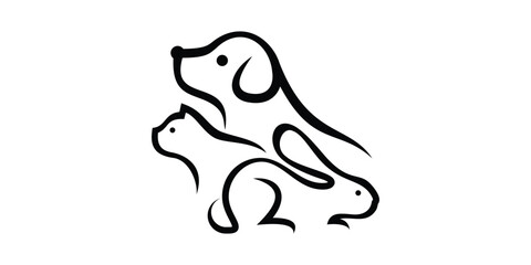 logo design creative pet shop, animal, dog, cat, rabbit, logo design template, icon, symbol, vector