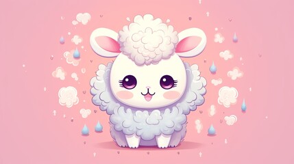 Illustrate a front-facing cartoon animal character with a kawaii twist