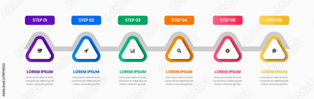Poster vector business infographic template presentation with abstract design, icon and 6 step