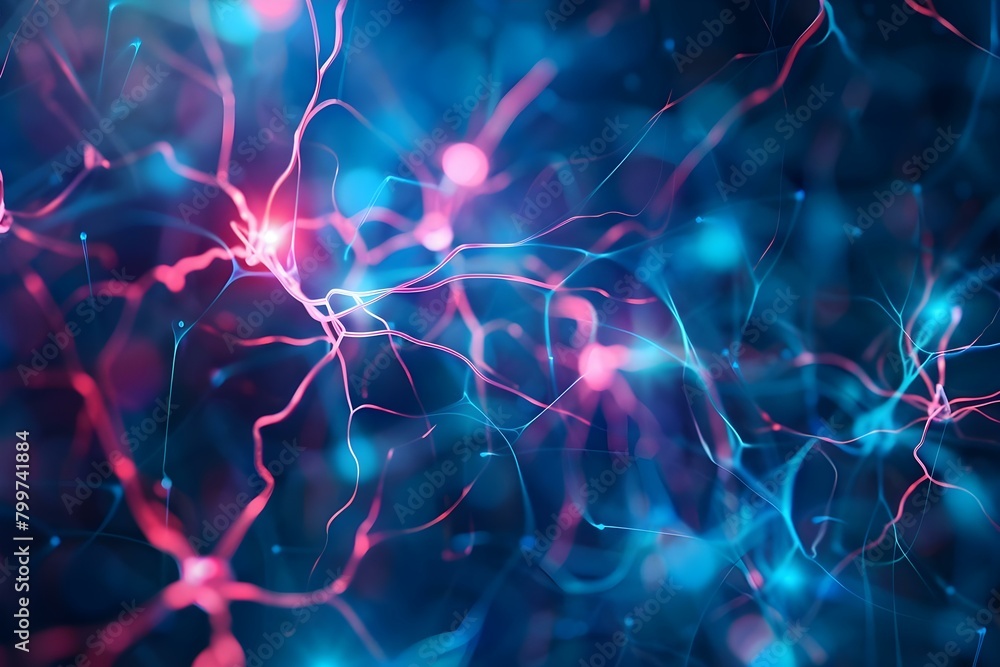 Poster neural network-inspired digital background for science education. concept digital art, neural networ