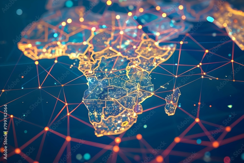Poster advancing digital technology in africa: the growing blockchain network. concept blockchain technolog
