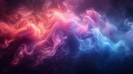 Fototapeta na wymiar Smoke waves in neon hues on dark, surrealism, portrait shot, vivid and detailed, AI Generative