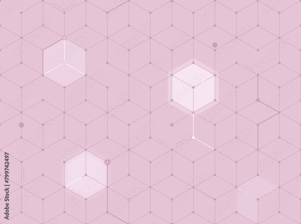 Poster pink 3d cubes on light pink background, seamless geometric pattern. abstract and modern technology a