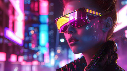 City at night, a woman finds respite in her mobile device, delving into the interconnected world of the social network.Amidst the urban symphony of lights at night, a woman's silhouette .