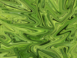 Green fluid art marbling paint textured background. Abstract creative fluid colors
