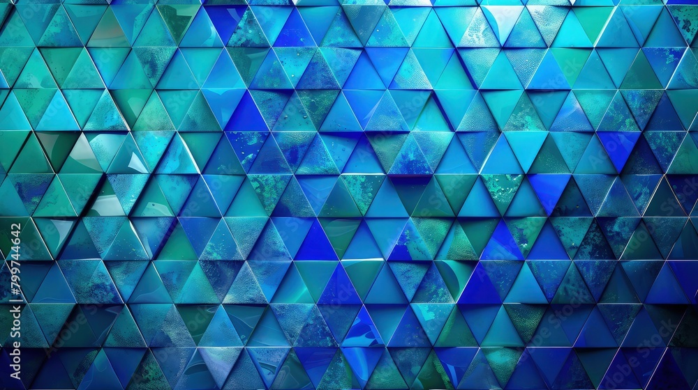 Poster a dynamic geometric pattern of interlocking triangles in bold primary colors
