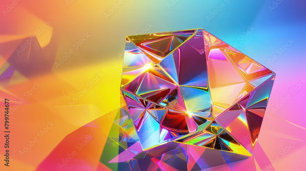 Poster abstract background with triangles isolated on blue and yellow gradient background
