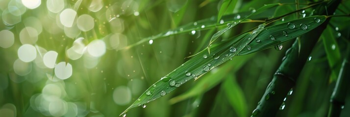 Close-up of the bamboo forest, dews, 4K , background for banner website, ads, creative background