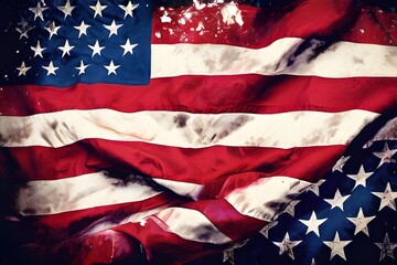 Close up of an American flag waving in the wind.