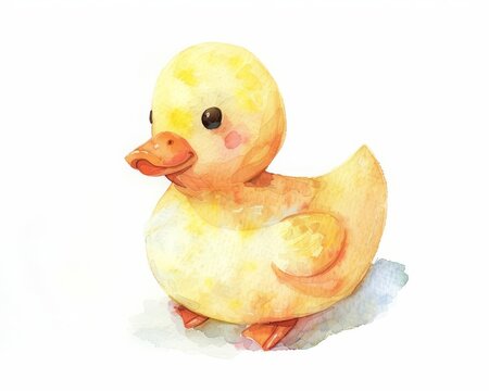 recommend clip art: A watercolor painting of a kawaii rubber duck, so cute with its tiny beak and cheerful hue, isolated on white background
