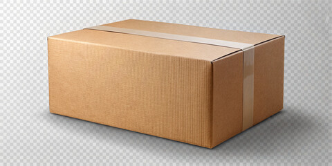 Package delivery cardboard box isolated on transparent background
