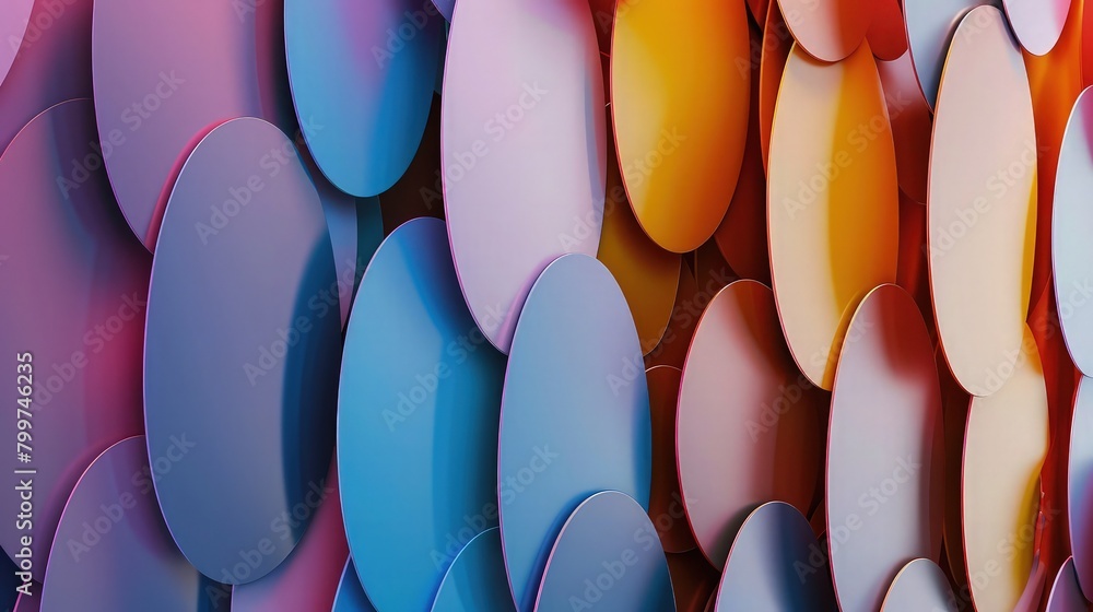 Poster a calming geometric pattern of concentric ovals in various shades of colorful