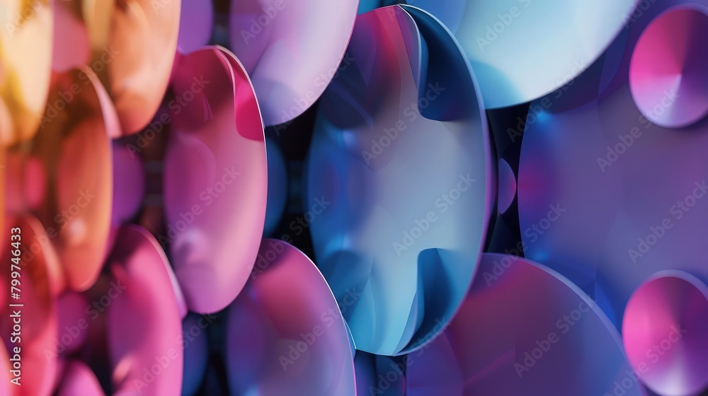 Poster a playful geometric pattern of randomly placed, overlapping ovals in pastel colors, creating a soft 