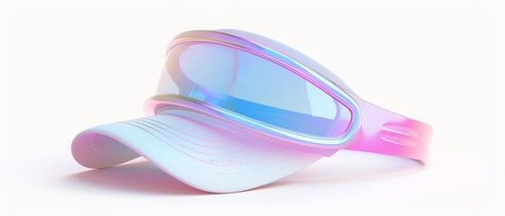 Featuring a futuristic visor cap in kawaii pastel shades, this 3D render showcases a cute yet functional design, Sharpen isolated on white background