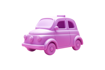 Purple Classic Vintage Coupe Car 3d Clay Isolated on Transparent Png Background