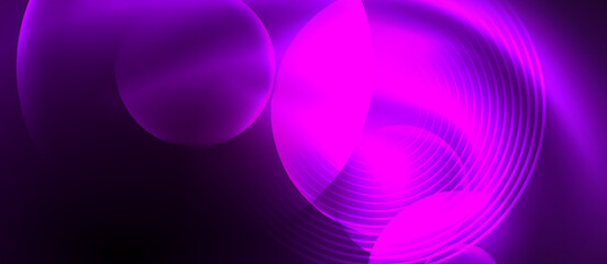 A colorful purple light illuminates a dark backdrop, casting a vibrant hue of violet, pink, and magenta. The electric blue circle pattern creates a mesmerizing display